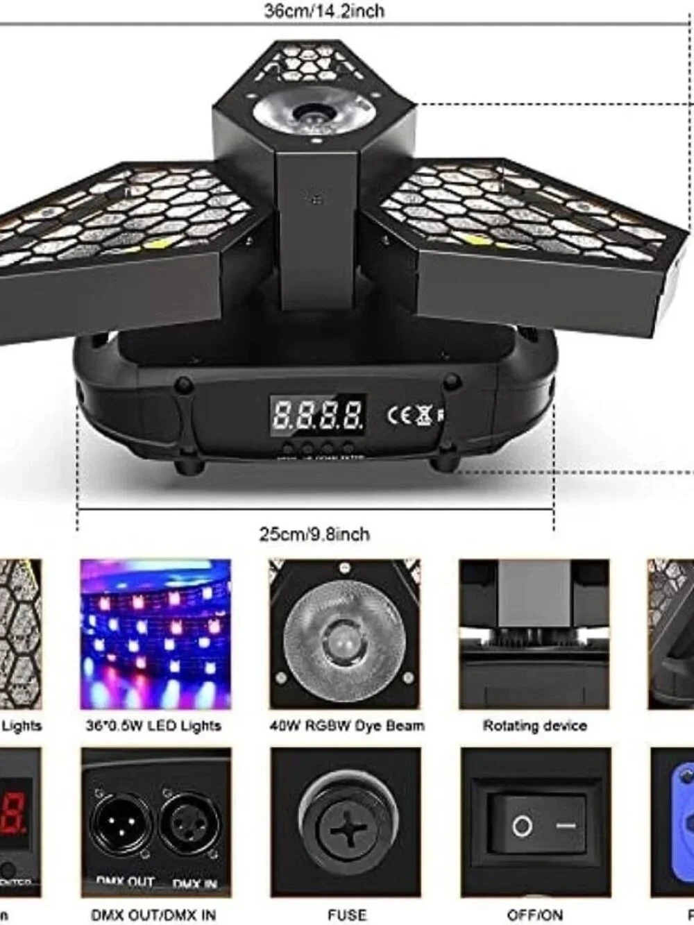 LED DJ Light Retro Stage Light, 200W COB Golden Stage Lighting Indoor for Party